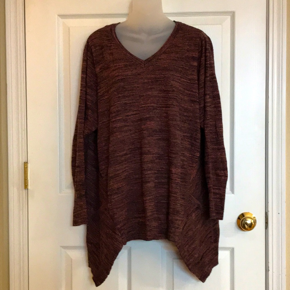 LOGO by Lori Goldstein melange sweater rosewood 1x